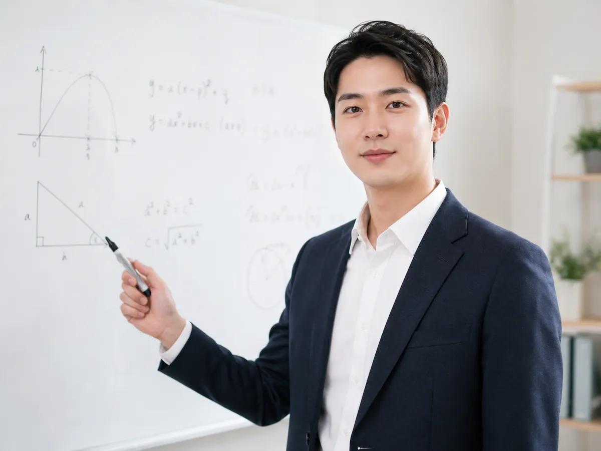 학생 수준에 맞춰 수업을 준비하고 설명하는 한국인 선생님 수업 이미지