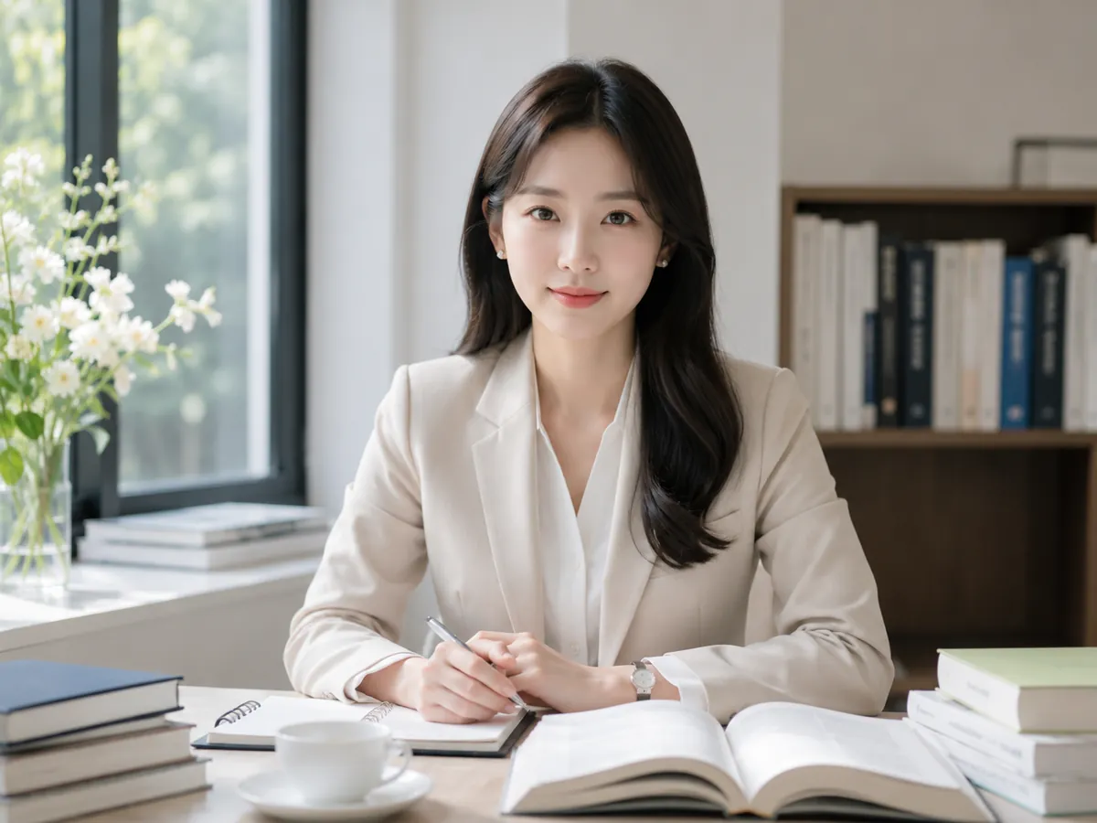 학생 수준에 맞춰 수업을 준비하고 설명하는 한국인 선생님 수업 이미지